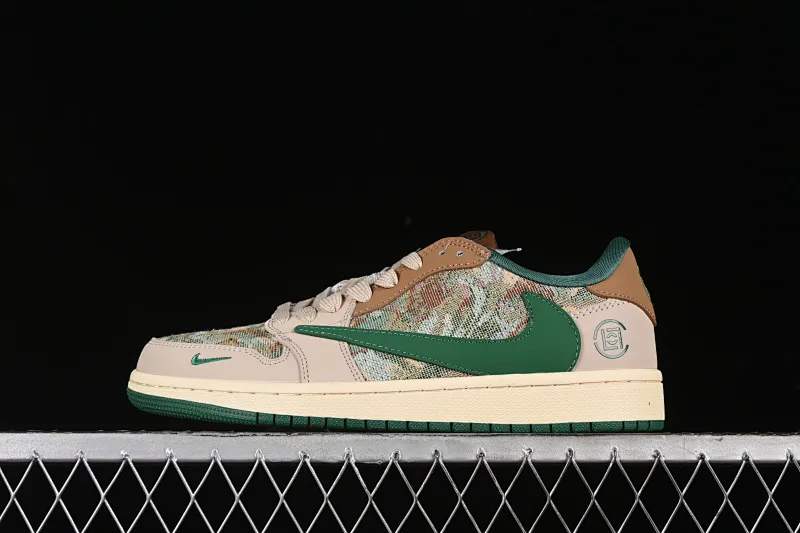 All categories Air Jordan Jordan series basketball shoes Air Jordan 1 Low high-end customized low-top sneakers Travis Scott x Fragment Design x Air Jordan 1 Low OG SP AJ1 Joe 1 Guan Xi joint-beige brown knitted low-top cultural casual sneakers JH6088-611